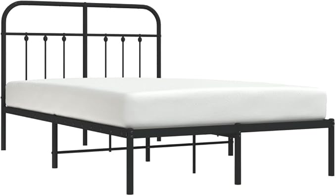 Bed Frame Black Powder-Coated Steel headboard Queen Bed Frame for Guest Room 47.2 x 78.7 in