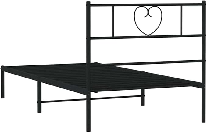 Modern Black Metal Bed Frame with Powder-Coated Steel, Contemporary Single Sleeper for Bedroom and Guest Room, Easy Assembly Low Maintenance Design