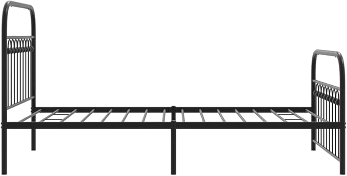 Modern Metal Bed Frame with Headboard and Footboard, Sturdy Steel Structure for Single Bed, Under Bed Storage, Black Matte Finish, Easy Assembly