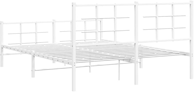 Modern White King Size Metal Bed Frame with Heavy-Duty Construction and Powder-Coated Finish for Enhanced Durability and Easy Assembly