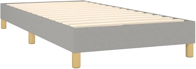 Bed Frame Light Gray Polyester, Plywood, Engineered Wood Twin XL Furniture Bed