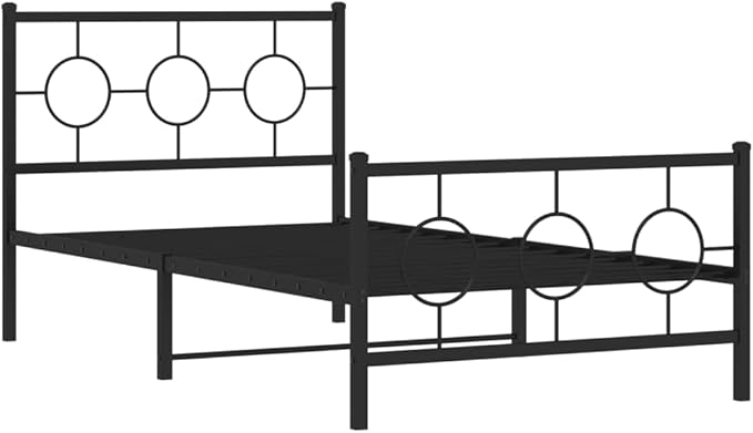 vidaXL Bed Frame Black Metal Bed Frame Rectangular Industrial