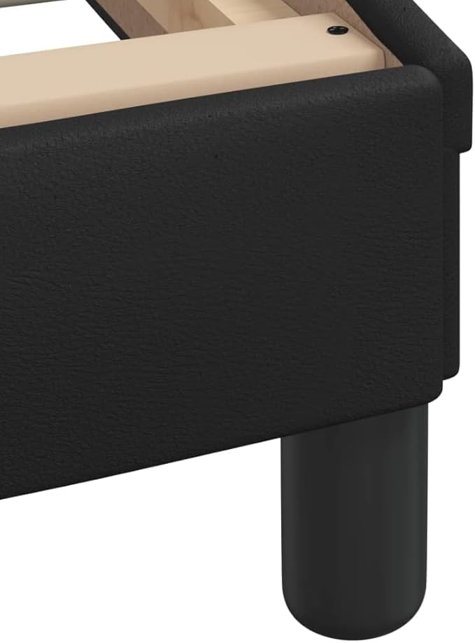 Single Bed Frame Black Faux Leather Upholstered Platform Bed with Headboard Modern Durable Design for Bedroom Guest Room 41.3 x 81.9 x 29.3 Inches