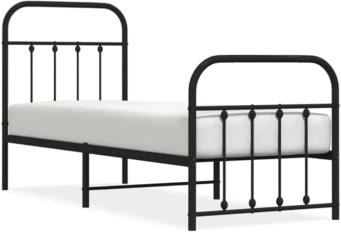 Bed Frame Black Powder-Coated Steel Small Single Bed Frame headboard Bedroom Furniture for Living Room