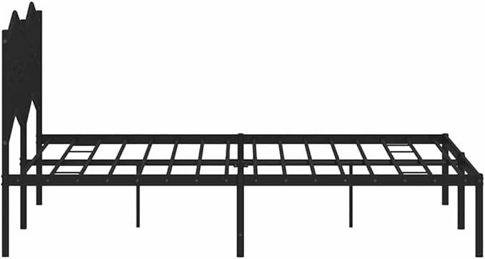 King Size Metal Bed Frame with Headboard, Powder-Coated Steel Structure, Modern Black Design, Under-Bed Storage Space, Easy Assembly for Bedroom or Guest Room