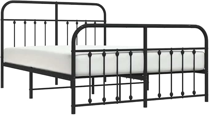 Bed Frame Black Powder-Coated Steel King Size Double Bed Bedroom Furniture for Bedroom