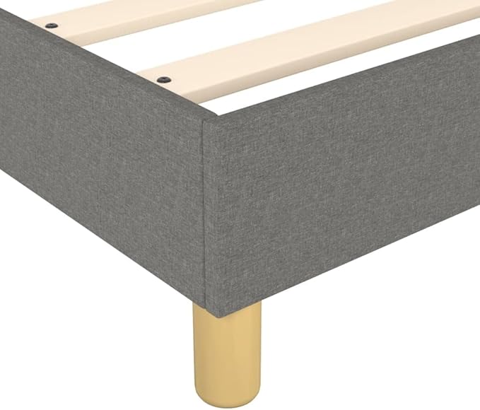 Bed Frame Dark Gray Fabric (100% Polyester), Plywood, Engineered Wood Furniture Double Bed for Apartment Bedroom