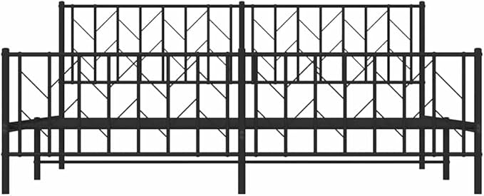 Bed Frame Black Powder-Coated Steel Double Bed Frame Classic for Bedroom