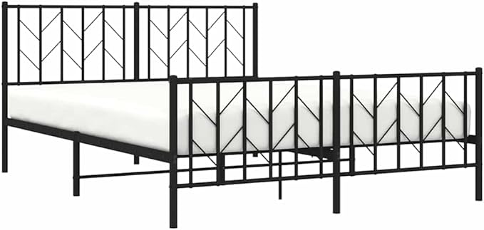 Bed Frame Black Powder-Coated Steel King Size Bed Frame Classic for Bedroom