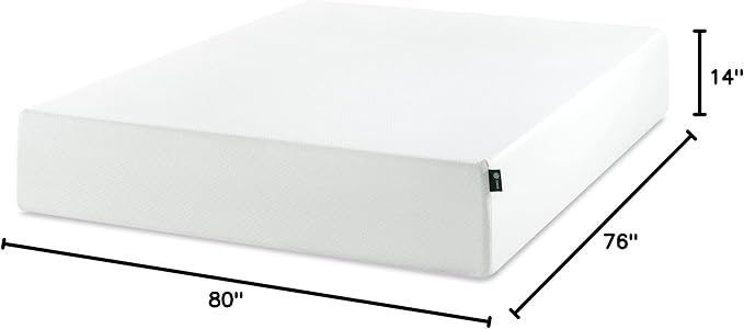Zinus 14 Inch King Green Tea Memory Foam Mattress, Fiberglass Free, Medium Firm Feel, Zoned Pressure Relief, Certified Safe Foams & Fabric, Mattress in A Box