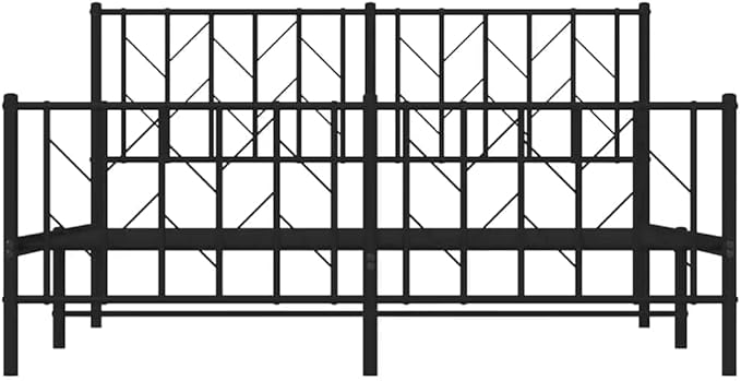 Bed Frame Black Powder-Coated Steel King Size Bed Frame Classic for Bedroom