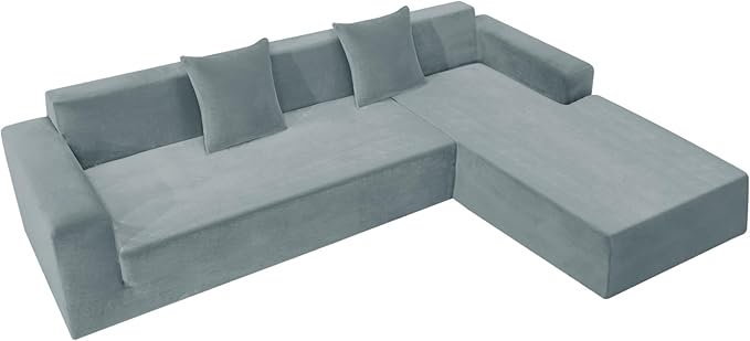 ZNSAYOTX 2026 Soft Velvet Sectional Couch Covers, Luxury Plush Slipcovers with Elastic Bottom for L Shape Sectional Sofa, 2 Pcs Pet Friendly Protector (3 Seat Couch + 2 Seat Chaise, Light Grey)