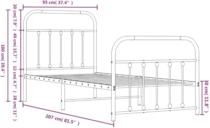 Bed Frame Black Powder-Coated Steel Twin Storage Bed Frame headboard Bedroom Furniture for Living Room