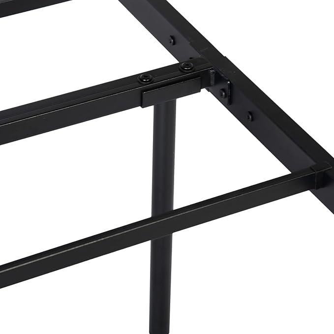 FurnitureR Modern Metal Platform Bed, Full/Twin Size Bed Frame with 14.2" Under-Bed Storage, Sturdy Locking Mechanism, Easy Assembly for Bedroom or Guest Room, Black (Full)
