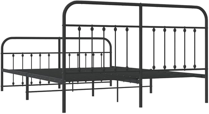 Bed Frame Black Steel Super King Metal Bed Frame Rectangular Bedroom Furniture headboard for Guest Room