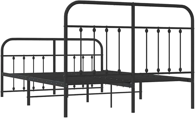 Bed Frame Black Powder-Coated Steel Double Bed Bed Frame headboard Bedroom Furniture for Living Room