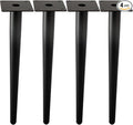 Straight Furniture Table Legs 28 Inch, Round Tapered Metal Furniture Legs Black, Modern Dresser Cabinet Sofa Support Feet Replacement, Set of 4