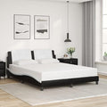 Full Size Black and White Faux Leather Upholstered Platform Bed Frame with Headboard, Modern Durable Bedroom Furniture, Sturdy Wood Support