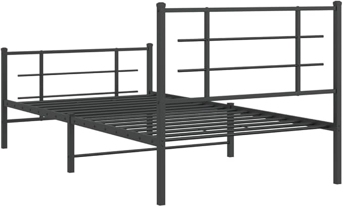 Black Metal Bed Frame with Powder-Coated Steel, Modern Design for Single Occupants, Durable Sturdy Construction, Compact 39.4 x 78.7 Inches, Easy Assembly for Bedroom