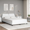 White Faux Leather Upholstered Platform Bed Frame, Sturdy Wooden Slat Support, Elegant Modern Design for Master Bedroom, Easy Assembly