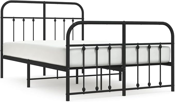 Bed Frame Black Powder-Coated Steel Double Bed Frame headboard Bedroom Furniture for Guest Room