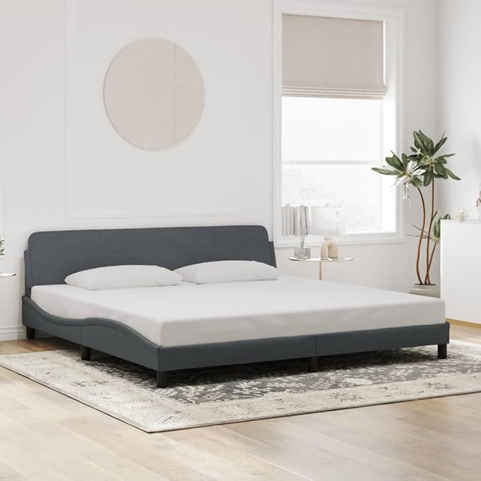 Light Gray Velvet Bed Frame with Storage, Modern Single Size Upholstered Platform for Small Spaces Dark Gray, 77.9 x 85.8 x 29.3 in
