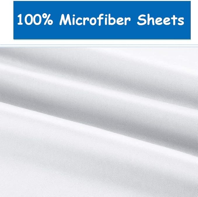 Ready To Rest Super Single Waterbed Sheets, 4 Piece Attached Sheet Set, Fits 18 Inch Deep Mattress, Brushed Microfiber, Ultra Soft and Lightweight (White)