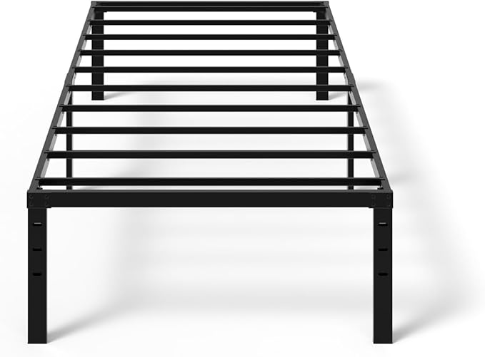 VINGLI 12 Inch Twin Bed Frame, Heavy Duty Metal Platform, No Box Spring Needed, Sturdy Steel Slat Support, Easy Assembly, Noise-Free, 10.4 Inch Underbed Storage,Black