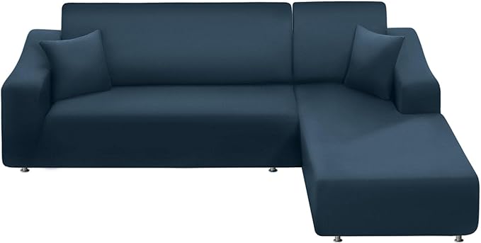 NAISI Couch Cover L Shape 2 Pieces Sofa Cover Soft Stretch Slipcovers with 2pcs Pillowcases Furniture Protector Sectional Couch Covers 3 Seater + 3 Seater(Teal)