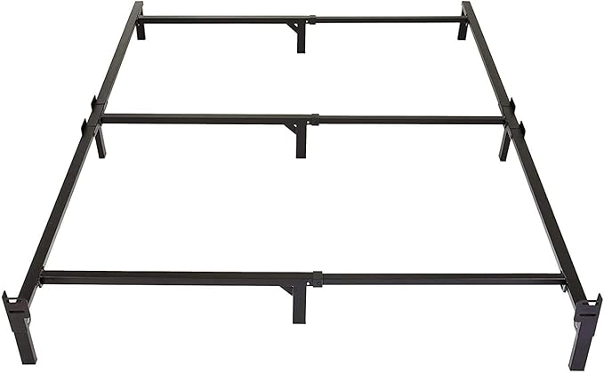 Amazon Basics Metal Bed Frame, 9-Leg Support Base for Box Spring and Mattress, King-Size, Tool-Free Easy Assembly, 79.6" x 76" x 7", Black