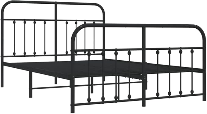 Bed Frame Black Powder-Coated Steel Double Bed Bed Frame headboard Bedroom Furniture for Living Room