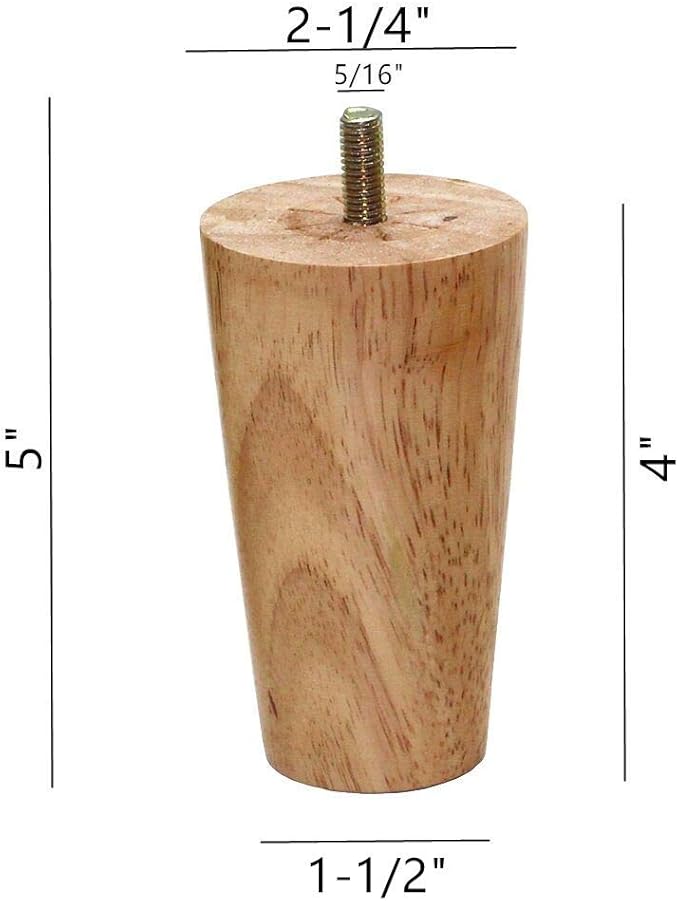 WEICHUAN 4 inch Solid Wood Legs for Sofa Couch Chair Ottoman Loveseat Coffee Table Cabinet Furniture Legs Replacement (4" Straight Set of 4)