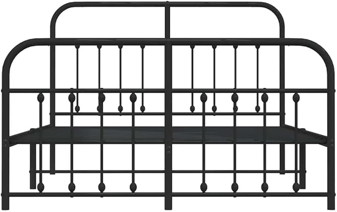 Bed Frame Black Powder-Coated Steel Double Bed Bed Frame headboard Bedroom Furniture for Living Room