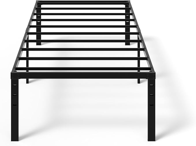 VINGLI 16 Inch Twin Bed Frame, Heavy Duty Metal Platform, No Box Spring Needed, Sturdy Steel Slat Support, Easy Assembly, Noise-Free, 14.4 Inch Underbed Storage,Black