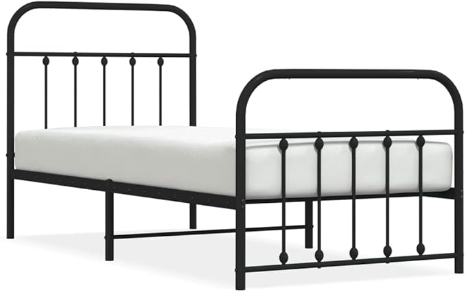 Bed Frame Black Powder-Coated Steel Single Single Bed Bedroom Furniture headboard for Living Room