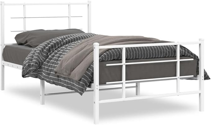 Modern White Metal Bed Frame with Ample Storage and Breathable Design, Sturdy Durable Construction for Contemporary Bedroom, Easy Assembly Included