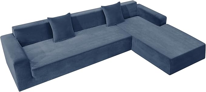 ZNSAYOTX 2026 Soft Velvet Sectional Couch Covers, Luxury Plush Slipcovers with Elastic Bottom for L Shape Sectional Sofa, 2 Pcs Pet Friendly Protector (3 Seat Couch + 3 Seat Chaise, Navy Blue)