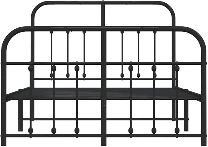 Bed Frame Black Powder-Coated Steel Double Bed Frame headboard Bedroom Furniture for Guest Room