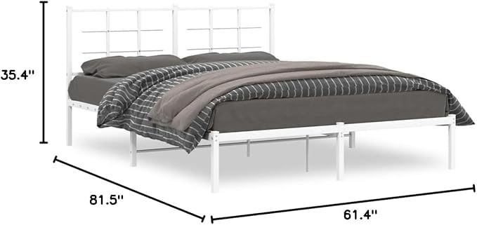 King Size Bed Frame with Headboard, Modern White Platform Bed with Storage, Sturdy Steel Construction for Bedroom, Minimalist Design with Breathable Materials