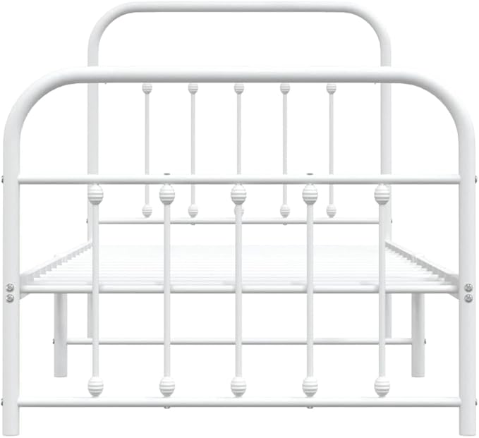 Bed Frame White Powder-Coated Steel Single Bed Frame Bedroom Furniture headboard for Living Room