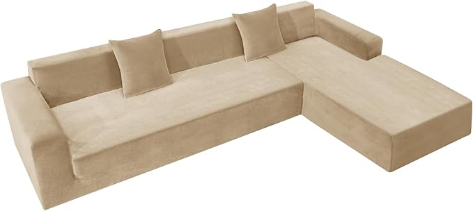 ZNSAYOTX 2026 Soft Velvet Sectional Couch Covers, Luxury Plush Slipcovers with Elastic Bottom for L Shape Sectional Sofa, 2 Pcs Pet Friendly Protector (3 Seat Couch + 3 Seat Chaise, Camel)