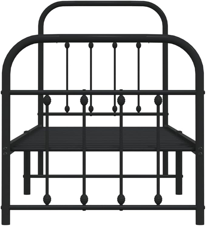 Bed Frame Black Powder-Coated Steel Small Single Bed Frame headboard Bedroom Furniture for Living Room