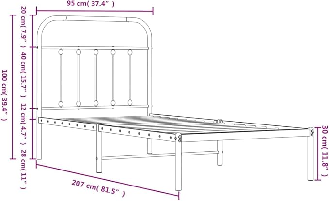 Bed Frame White Steel Single Bed Frame Rectangular Industrial Bedroom Furniture headboard for Bedroom