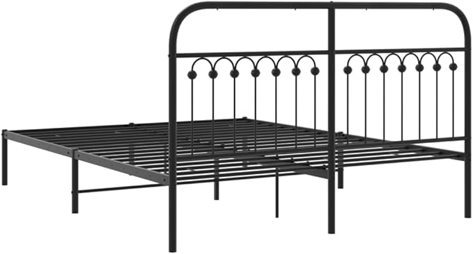 King Size Metal Bed Frame with Headboard, Sturdy Steel Construction, Matte Black Finish for Modern Bedroom Decor, Breathable Slats for Enhanced Airflow and