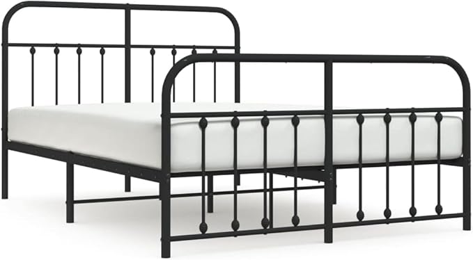 Bed Frame Black Powder-Coated Steel Double Bed Bed Frame headboard Bedroom Furniture for Living Room