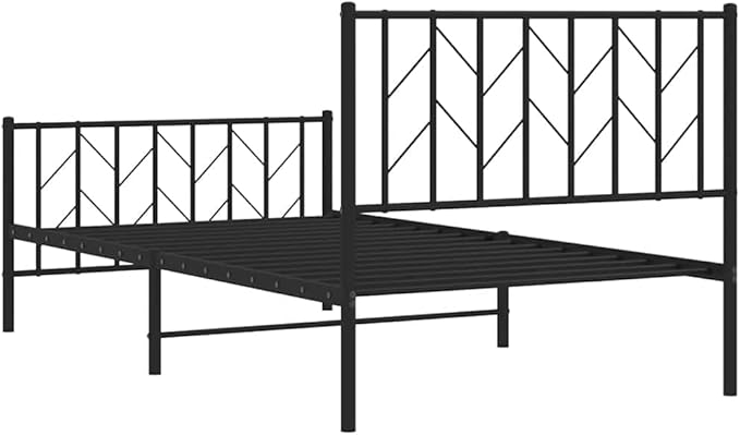 Bed Frame Black Powder-Coated Steel Modern Metal Bed Frame with Headboard, Sturdy Steel Bed with Underbed Storage 39.4 x 78.7 in Sturdy