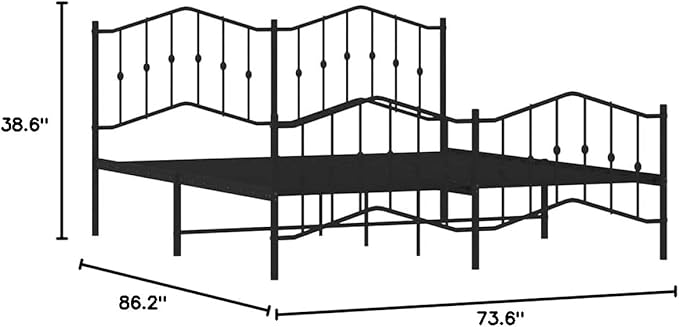 Modern Double Bed Frame with Sturdy Powder-Coated Steel, Spacious 72x84 Inch Mattress Fit, Easy Assembly for Contemporary Bedroom Decor