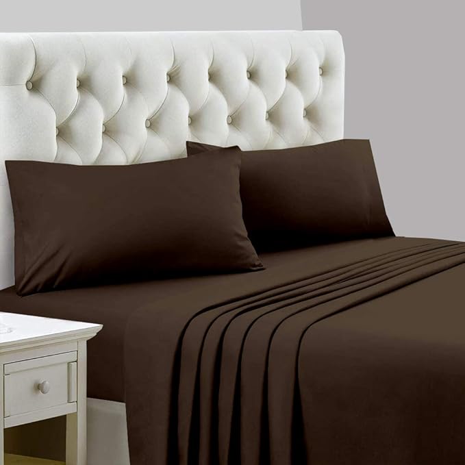 Ready To Rest Super Single Waterbed Sheets, 4 Piece Attached Sheet Set, Fits 15 Inch Deep Mattress, Brushed Microfiber, Ultra Soft and Lightweight (Chocolate)