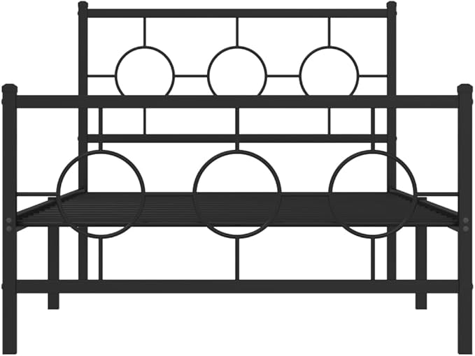 vidaXL Bed Frame Black Metal Bed Frame Rectangular Industrial