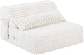 Tiita Folding Sofa Bed Twin Size, Convertible Sleeper Chair Mattress with Pillow, Thick Corduroy Floor Mattress Couch Bed with Side Pocket, Guest Room, Dorm, Apartment, Beige